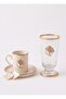 Roses Cream 2-Person 6-Piece Coffee Cup Set with Decorated Cups - 4