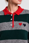 Striped Embroidered Oversize Knitwear Sweater Lki̇0060 Green Gray - 6