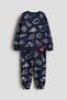Printed Navy Blue Children's Cotton Combed Cotton Tracksuit Set - 2