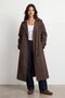 Long trench coat with open collar and belt
