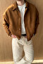 Kirba Suede Material Oversize Zippered Men's Bomber Jacket - 7