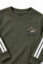 Boy's Khaki 2 Thread Tracksuit Set with Crew Neck, Stripe Detail and Embroidered Bottom and Top Set - 2