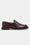 Vega Burgundy Waterway Crocodile Leather Penny Band Detail Flat Sole Women's Loafer - 5