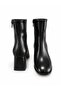 Women's Zippered Heeled Ankle-Length Black Shiny Boots - 3