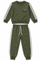 Boy's Khaki 2 Thread Tracksuit Set with Crew Neck, Stripe Detail and Embroidered Bottom and Top Set - 5