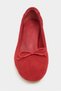 Esther Red Suede Leather Bow Detail Thick Heel Women's Ballerinas - 6