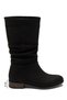Women's Black Bellows Suede Drawstring Comfortable Ready-Sole Ankle Boots - 3