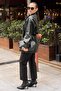 Wide Collar Zipper and Buttoned Leather Trench Coat - 5