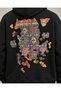 Authentic Kilim Appliqued Embroidered Black Super Oversize Hooded Hoodie Sweatshirt - 3