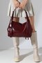 Burgundy Women's Large Shoulder Bag Premium Faux Leather Spacious and Convenient Stylish Daily Tote Bag - 7