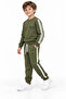 Boy's Khaki 2 Thread Tracksuit Set with Crew Neck, Stripe Detail and Embroidered Bottom and Top Set - 3