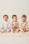 Set of 3 Nude Tone Patterned 100% Cotton Ribbed Baby Rompers - 2