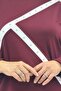 68099 Plus Size Stoned Modal Tunic with White Stripes on the Front and Sleeves - Burgundy - 2