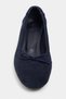 Esther Navy Blue Suede Leather Bow Detail Thick Heel Women's Ballerinas - 6