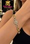 Xuping Sparkling Badge Detailed Steel Chain Women's Bracelet