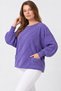 Women's Italian Style Oversized Knitwear Blouse with Bat Sleeves and Side Slits with Pocket Detail - 5