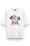 Dumbbell Girl Front Printed Oversize T-Shirt White