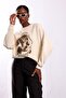 Beige Chill Printed Oversize Sweatshirt 02522 - 3