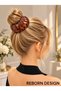 Retro Accordion Model Amber Color Leopard Patterned Bird's Nest Button Buckle