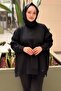 Square Patterned Mercerized Combination Tunic with Sleeves - 2