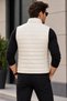 Leao Genuine Leather Men's Ecru Puffer Vest - 3