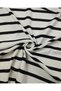 Ecru Black Transverse Striped Draped Flexible Viscose Interlock Knitted Fabric for Dresses & Blouses 180X95Cm - 4