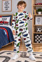 Boys' Car and Racing Patterned 2-Piece Pajama Set Gray
