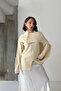 Women's Ecru Buttoned Shawl Detailed Slit Premium Quality Knitwear Poncho Sweater - 7