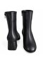 Women's Zippered Thick Heeled Black Color Ankle Boots - 3