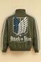 Anime Attack on Titan Khaki Green Unisex College Jacket with Stripes Thick 3 Thread Raster Premium Jacket - 5