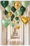 Eucalyptus Forest Gold Deluxe Balloon Set 24 Pieces Eucalyptus Dark Green Chrome Gold Retro Green Gold Heart Foil Birthday Baby Shower Party Decoration Balloons - 2