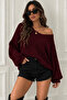 Women's Draped V-Neck Selanik Knit Basic Sweater - 3
