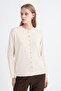 Button Detailed Ribbed Knitwear Ecru Cardigan 0042 - 2