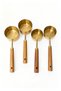 Set of 4 Gold Measuring Spoons with Wooden Handle Stainless Steel Scale 15-5-2.5-1.25 ml - 2