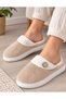 Women's Comfortable Lightweight Button Detailed High Eva Sole Plush House Slippers New Season (Narrow Fit) - 3