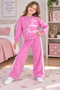 Girl's Pink Text Printed 2-Piece Tracksuit Set - 2
