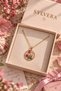 Pink Tulip Bud Round Shape Resin Steel Pendant (Gold Color) - 3