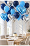 Midnight Blue Silver Deluxe Balloon Set 24 Pieces Navy Blue Chrome Silver Heart Foil Men's Birthday Baby Shower Party Decoration Balloons - 2
