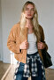 Ecru Navy Blue Plaid Oversized Lumberjack Shirt - 4