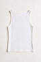 White Zero Sleeve Boat Neck Blouse - 2