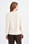 Button Detailed Ribbed Knitwear Ecru Cardigan 0042 - 4
