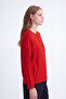Button Detailed Ribbed Knitwear Red Cardigan 0042 - 3