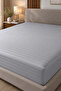 Premium Striped Cotton Satin Double Duvet Cover Set |   Pillowcase and Sheet Included |   Light Gray - 2