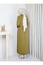 Cold Yarn Stone Detailed Shirt Collar and Ruffled Sleeves Knitwear Dress - 5