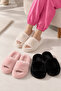 3-Piece Powder - Cream - Black Extra Soft Furry 3 cm Sole Plush House Slippers Set Byndset01 - 2