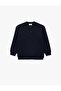 Long Sleeve Three Thread Ribbed Buttoned Henley Collar Sweatshirt - 5