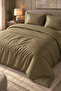 Premium Striped Cotton Satin Double Duvet Cover Set |   Pillowcase and Sheet Included |   Khaki - 7