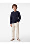 Long Sleeve Three Thread Ribbed Buttoned Henley Collar Sweatshirt