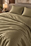 Premium Striped Cotton Satin Double Duvet Cover Set |   Pillowcase and Sheet Included |   Khaki - 6