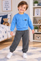 Boy's Light Blue Sweatshirt Anthracite Sweatpants 2-Piece Set